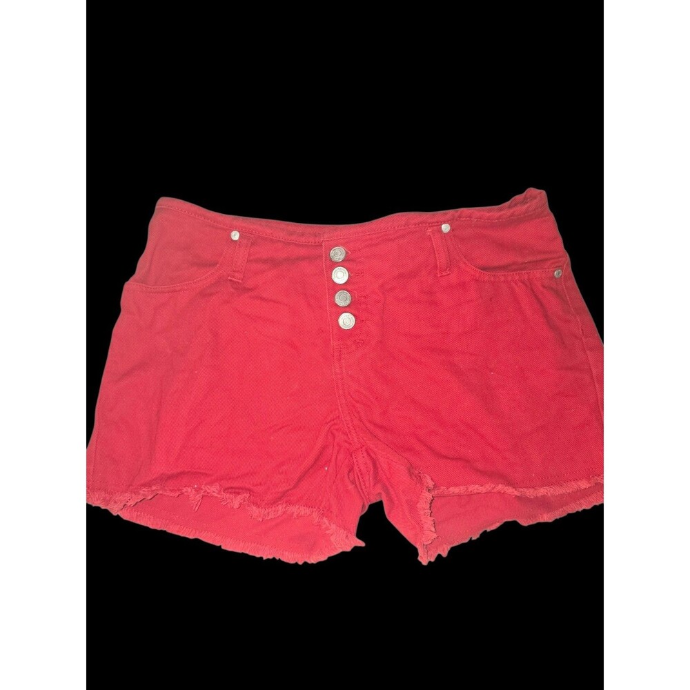 No Boundaries Casual Cutoff Red Denim Shorts Juniors Size-7